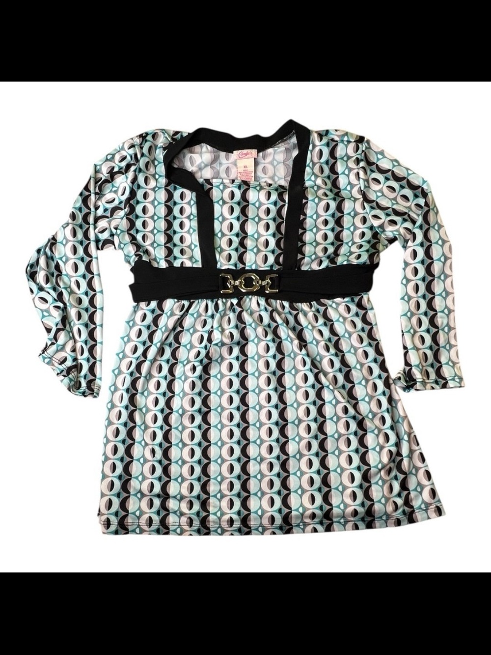 Candie’s Y2K Vintage Girl’s Green Black Blouse Size XL